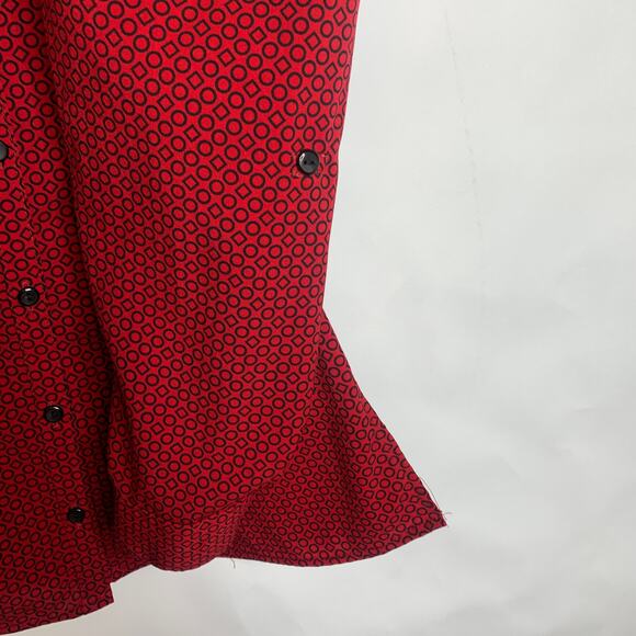 Rebecca Malone Black Red Geometric Blouse Sz Medium - Picture 5 of 5